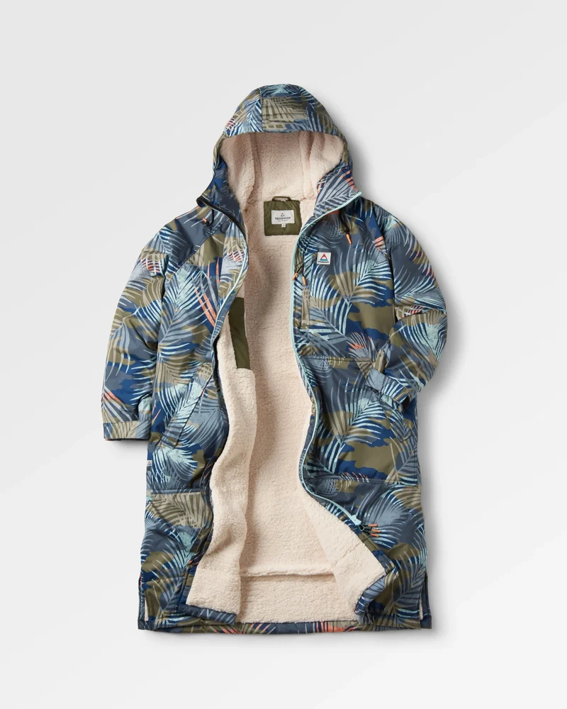 Waves Sherpa Lined Surf-Poncho - Palm Camo Apricot