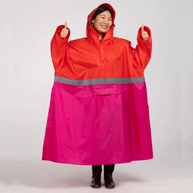 Großer Regenponcho mit Ärmeln (mit reflektierendem Streifen)