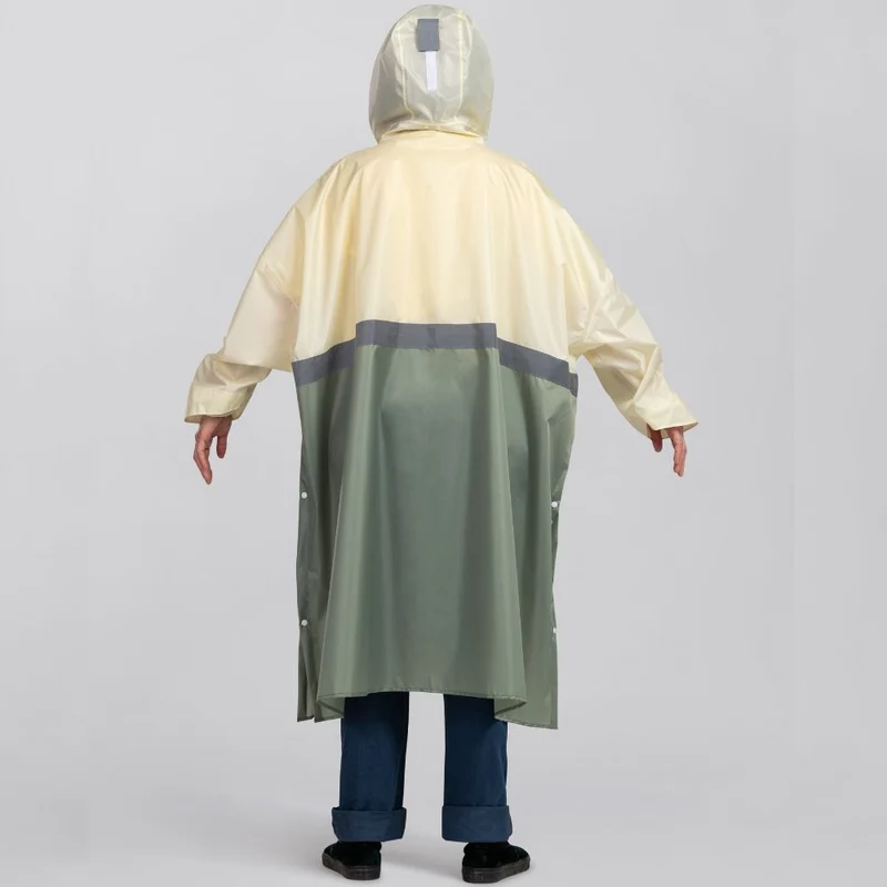 Großer Regenponcho mit Ärmeln (mit reflektierendem Streifen)