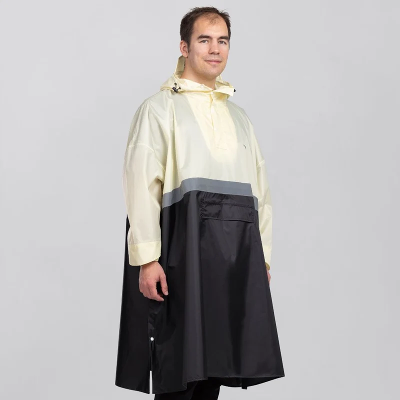 Großer Regenponcho mit Ärmeln (mit reflektierendem Streifen)