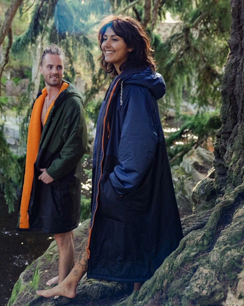 Waves Sherpa Lined Surf-Poncho - Dark Denim/ Deep Navy