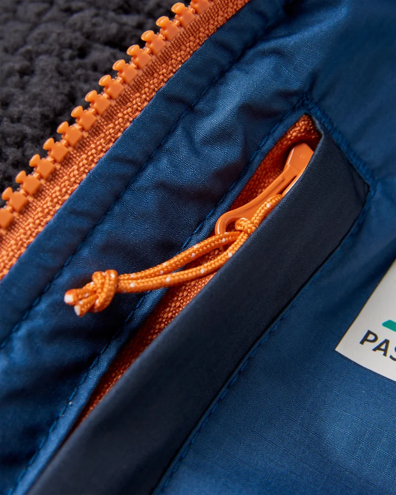 Waves Sherpa Lined Surf-Poncho - Dark Denim/ Deep Navy