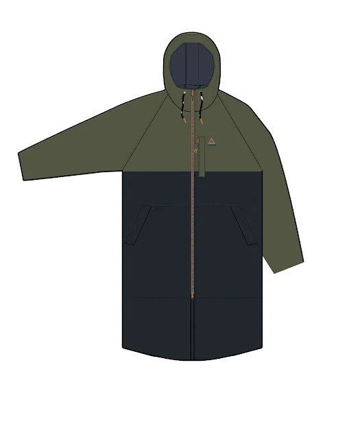 Waves Sherpa Lined Surf-Poncho - Schwarz/Khaki