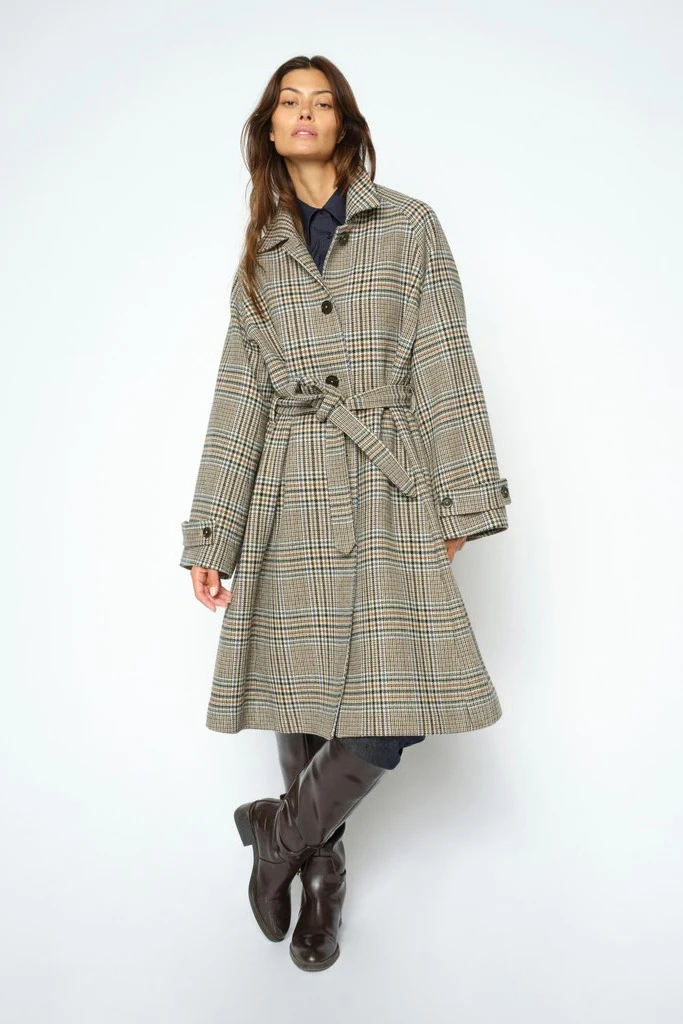 Selestine Check Coat | Oxford Tan | Jakke fra Mos Mosh