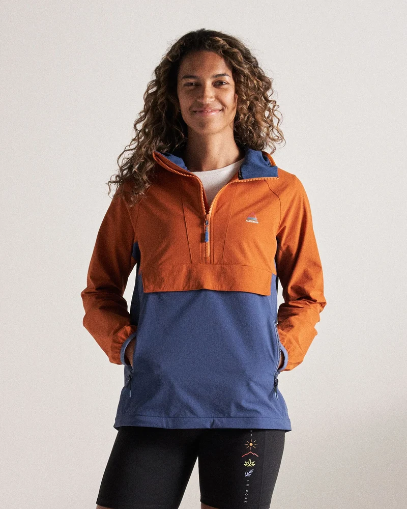 Ocean Light Softshell Anorak - Dunkles Denim/Sonnenuntergangs-Orange