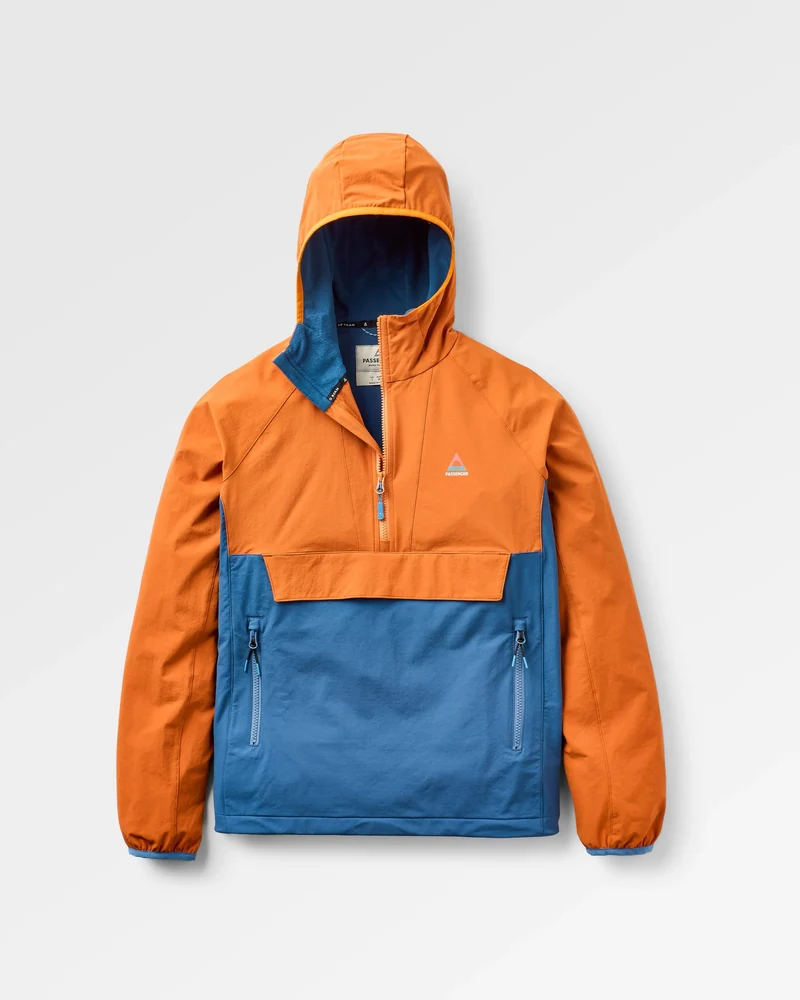 Ocean Light Softshell Anorak - Dunkles Denim/Sonnenuntergangs-Orange