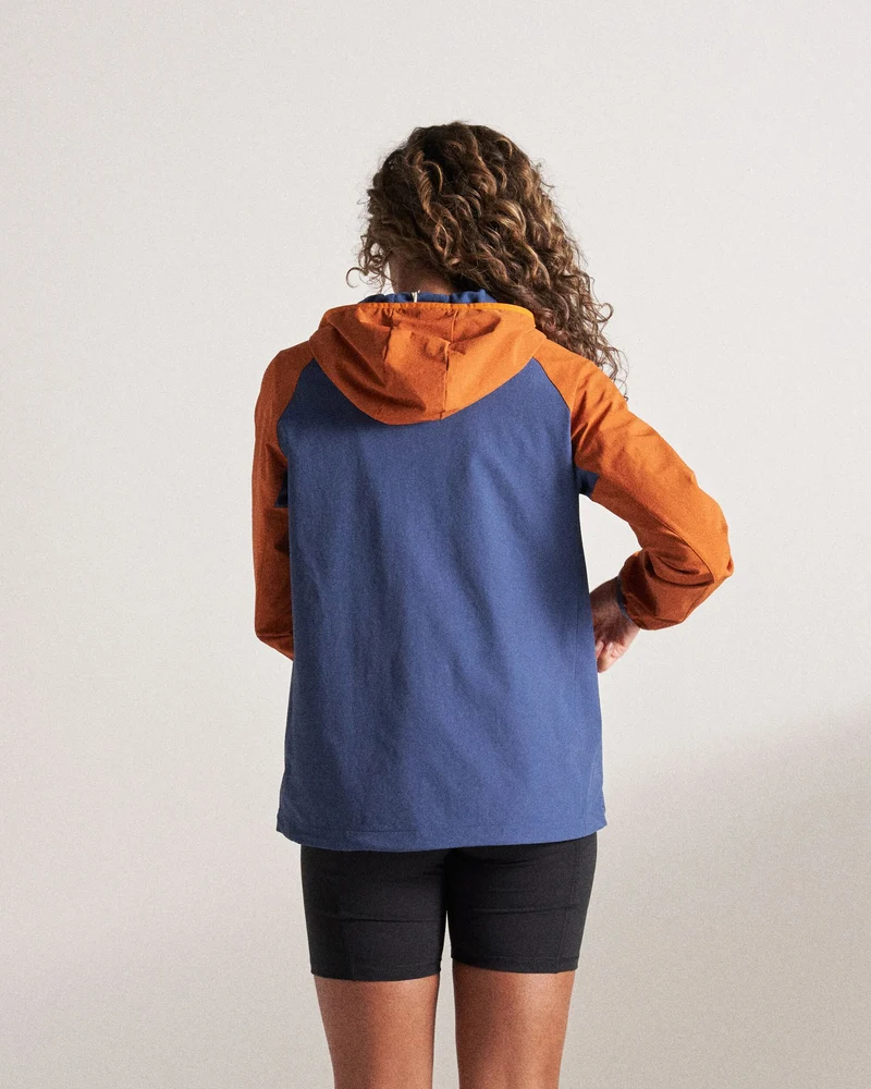 Ocean Light Softshell Anorak - Dunkles Denim/Sonnenuntergangs-Orange