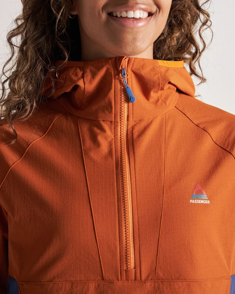 Ocean Light Softshell Anorak - Dunkles Denim/Sonnenuntergangs-Orange