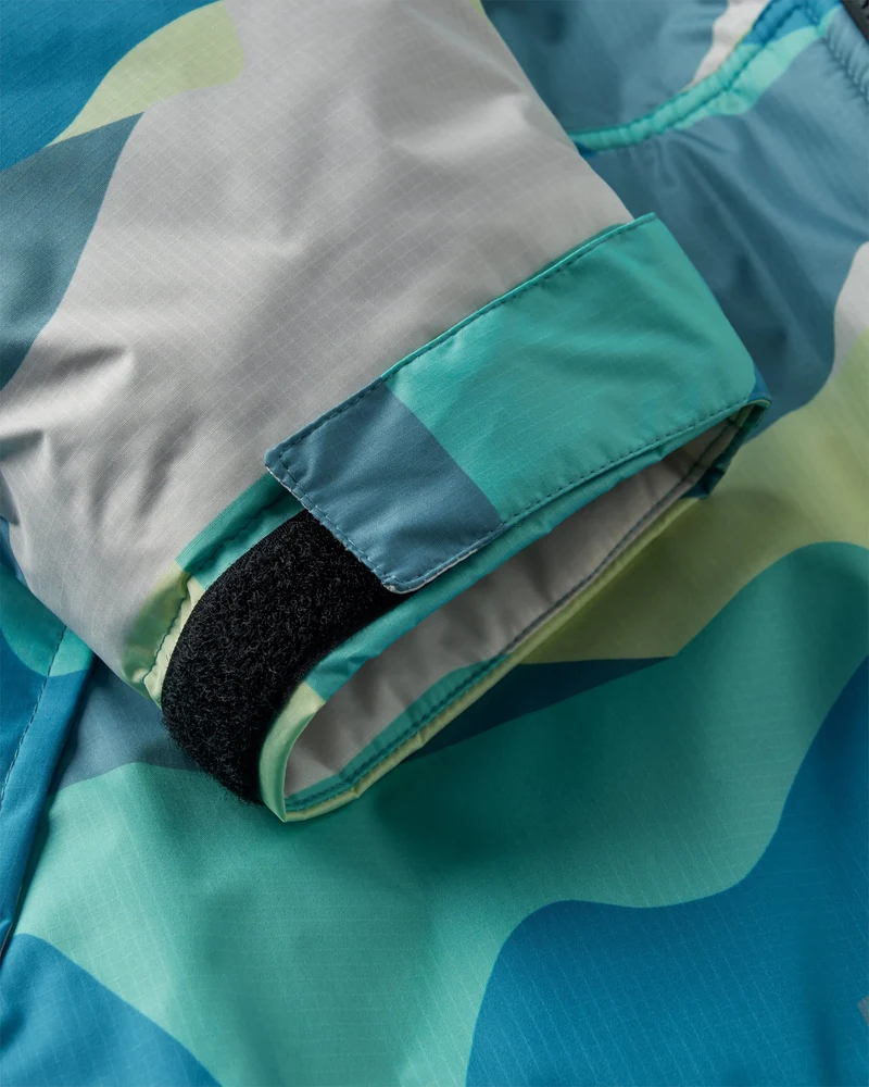 Waves Sherpa Lined Surf-Poncho - Vista Patchwork Aqua