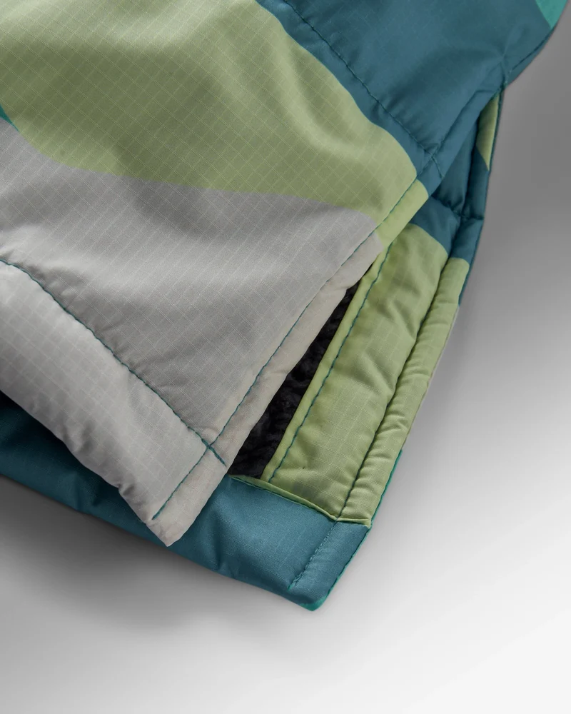 Waves Sherpa Lined Surf-Poncho - Vista Patchwork Aqua