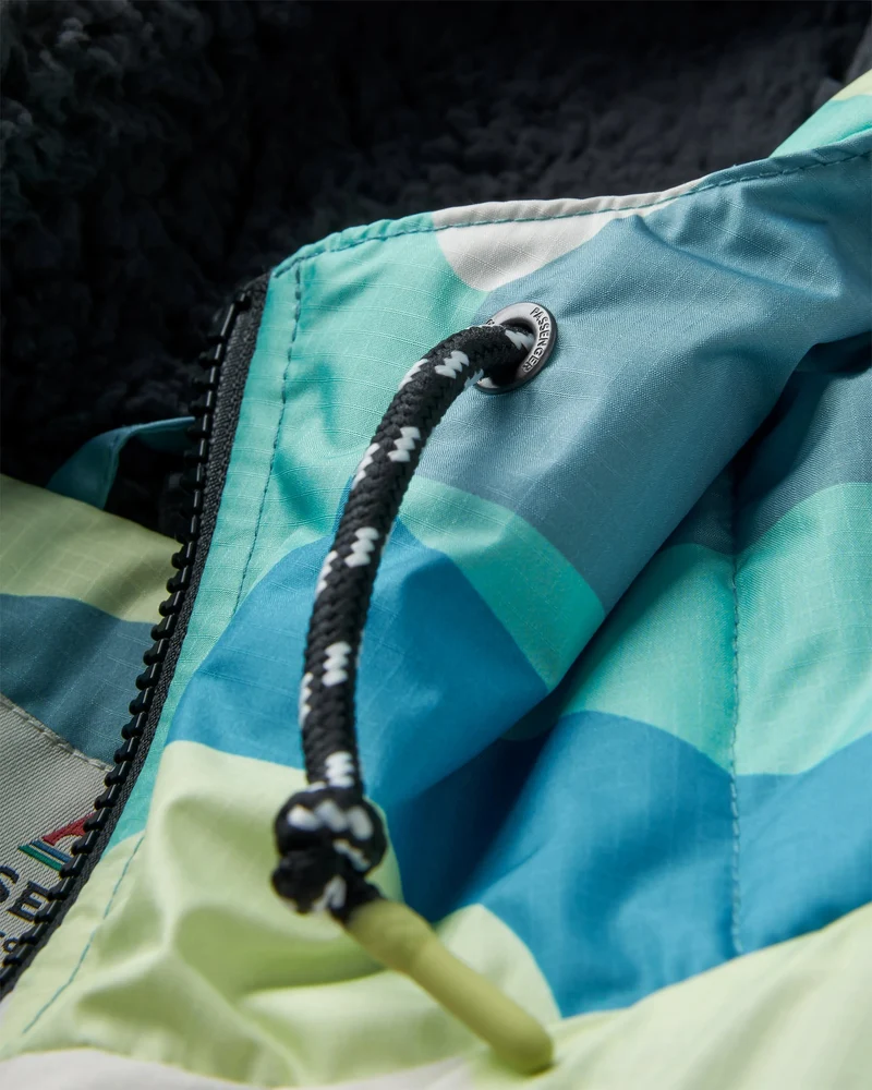 Waves Sherpa Lined Surf-Poncho - Vista Patchwork Aqua