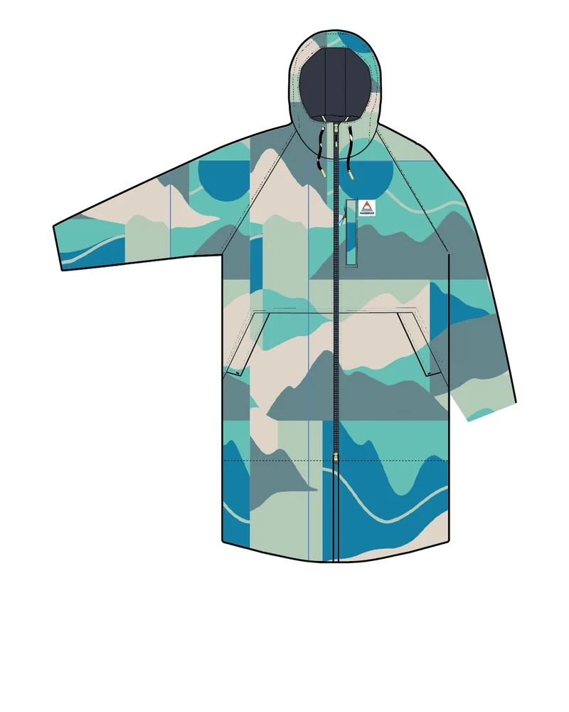 Waves Sherpa Lined Surf-Poncho - Vista Patchwork Aqua