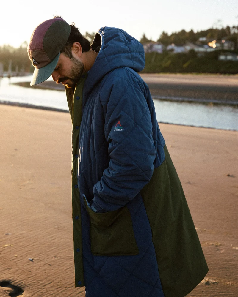 Campscape Fleece gefütterter Parka - Khaki/Dunkles Denim