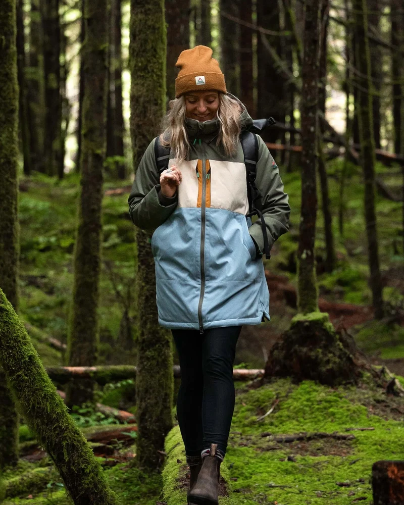 Lumi Farbblock Parka - Verblasstes Denim