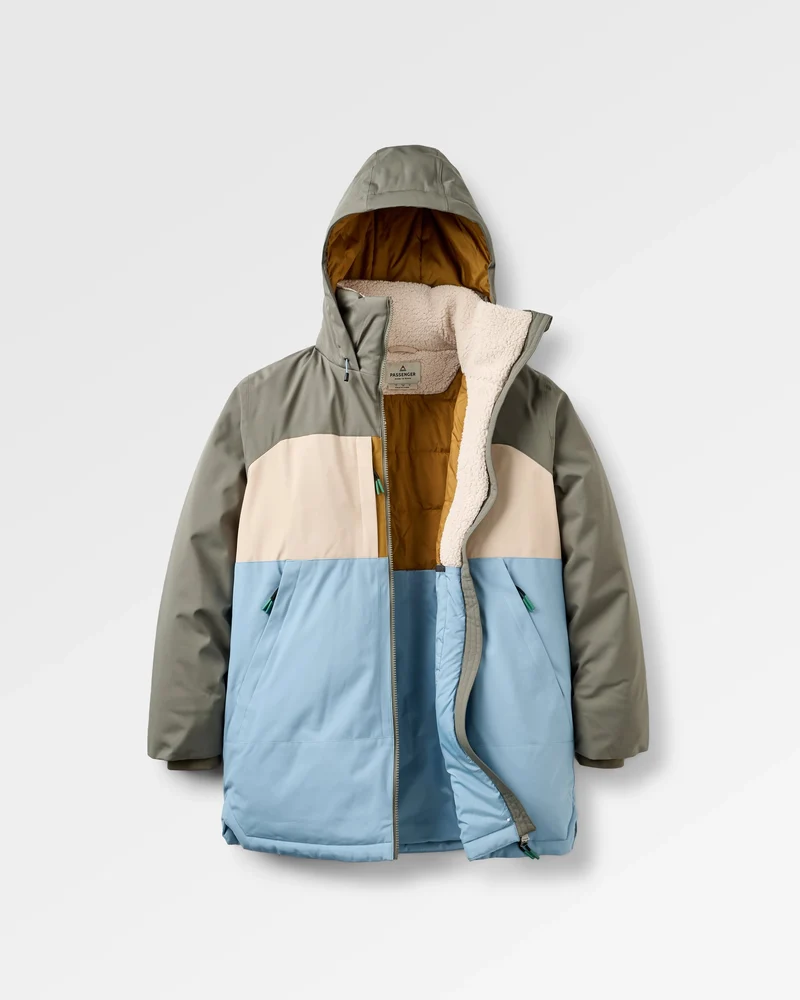 Lumi Farbblock Parka - Verblasstes Denim