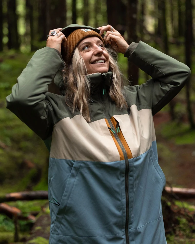 Lumi Farbblock Parka - Verblasstes Denim