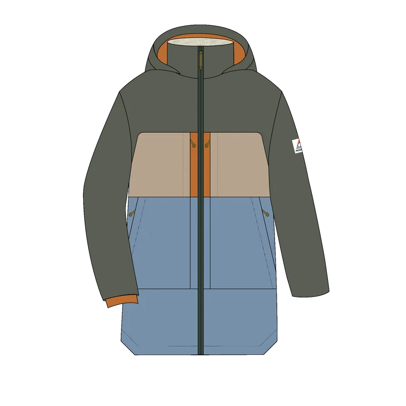 Lumi Farbblock Parka - Verblasstes Denim