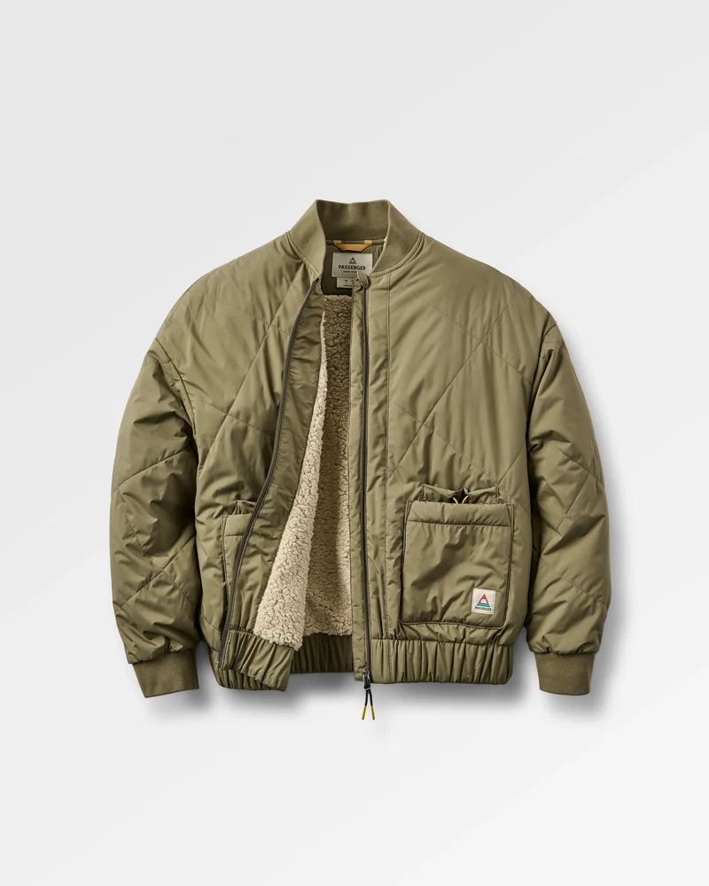 Lucia Sherpa-gefütterter Bomber-Jacket – Staubiges Olive