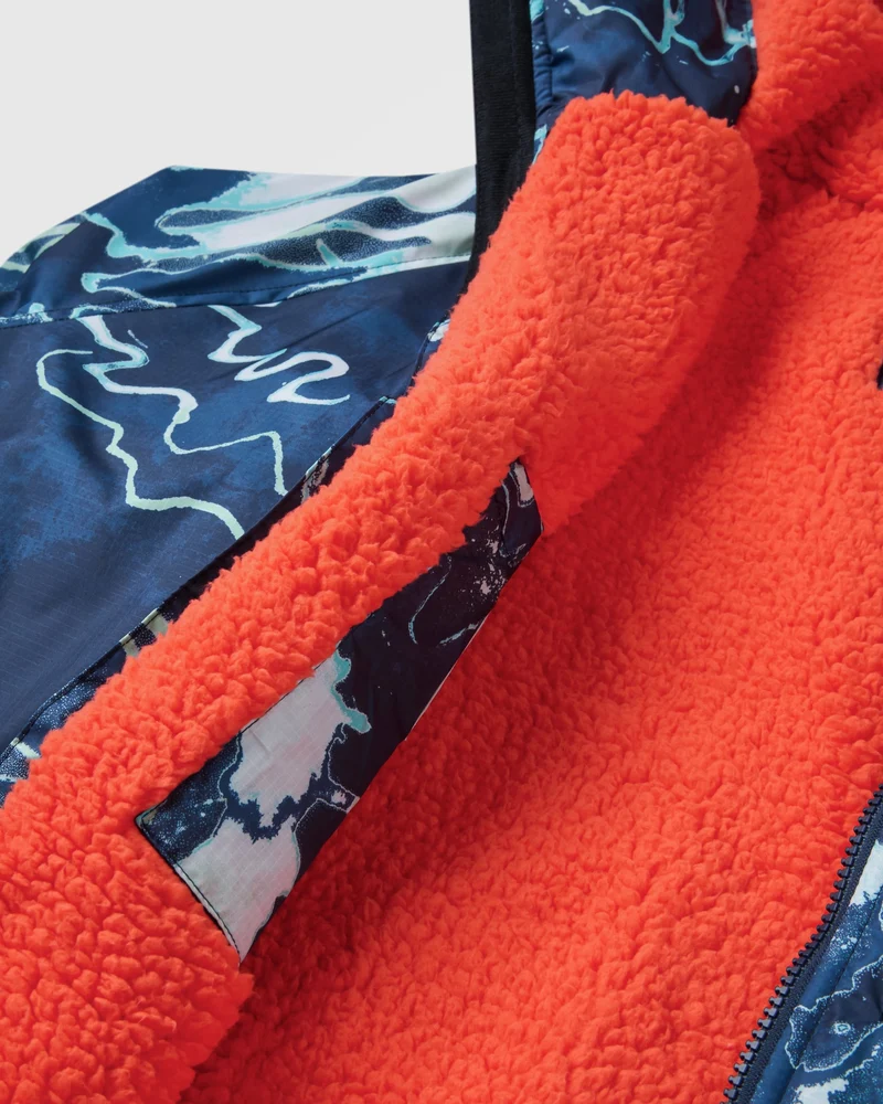 Waves Sherpa Lined Surf-Poncho - Frost Rich Navy