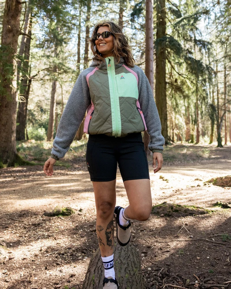 Lara Quilted Jacket - Graumeliert/Staubiges Olive