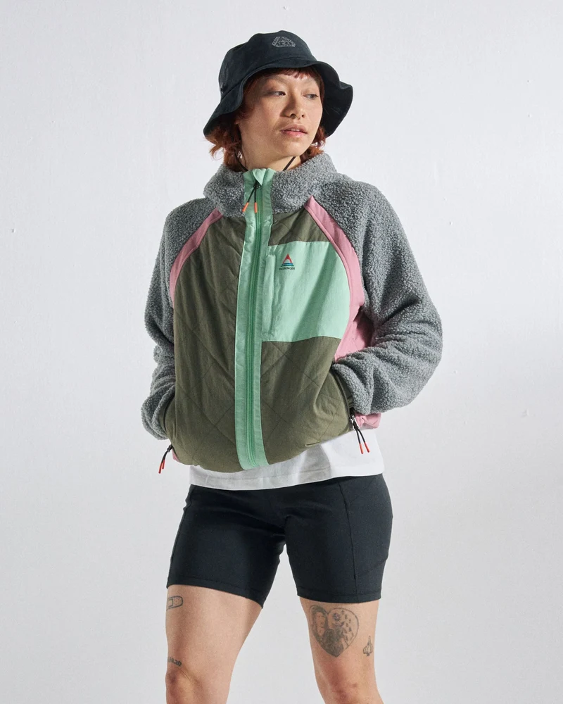 Lara Quilted Jacket - Graumeliert/Staubiges Olive