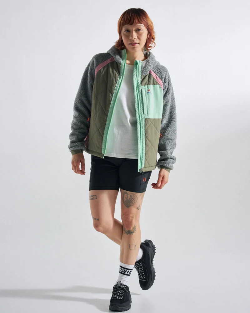 Lara Quilted Jacket - Graumeliert/Staubiges Olive