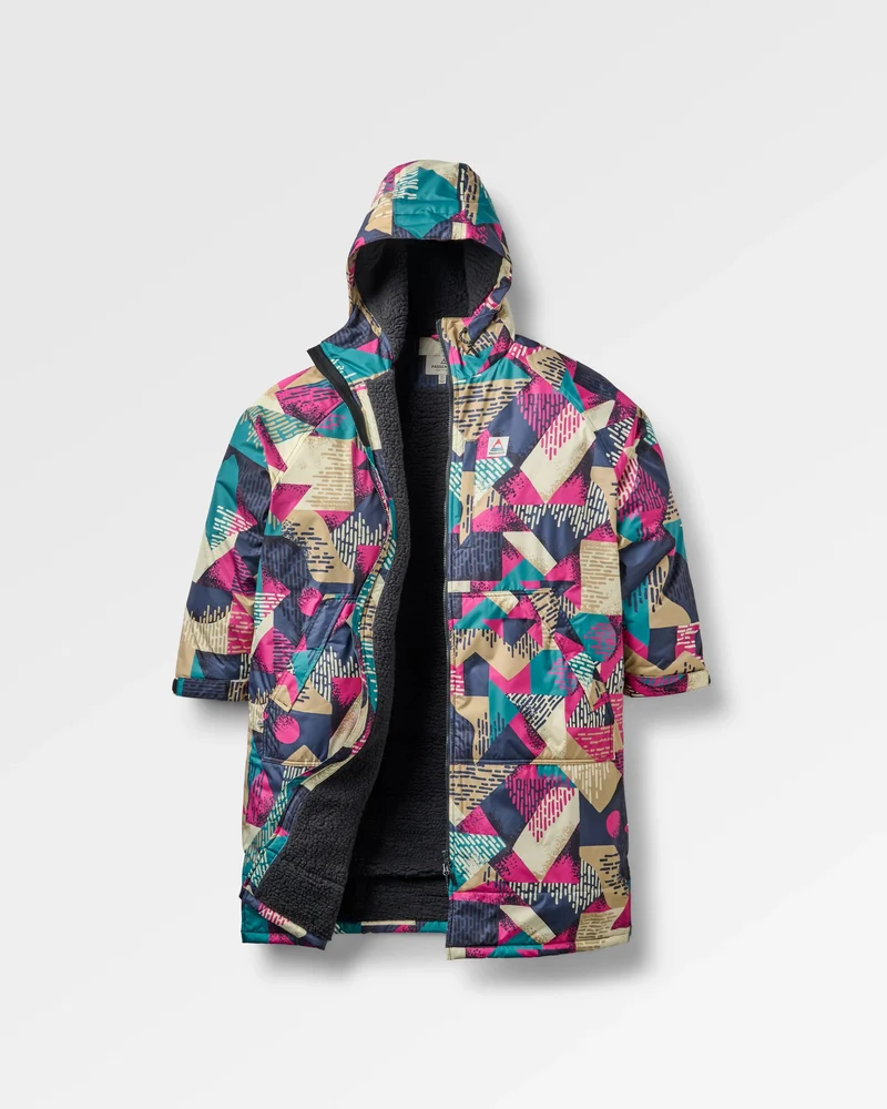Waves Sherpa Lined Surf-Poncho - Mosaic Mountain Charcoal