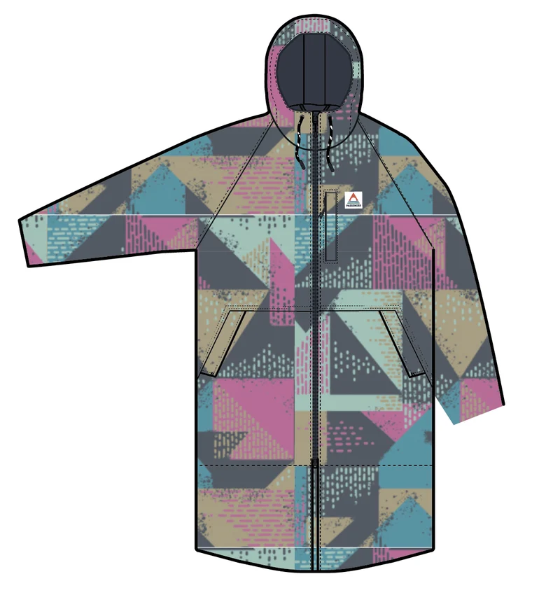 Waves Sherpa Lined Surf-Poncho - Mosaic Mountain Charcoal