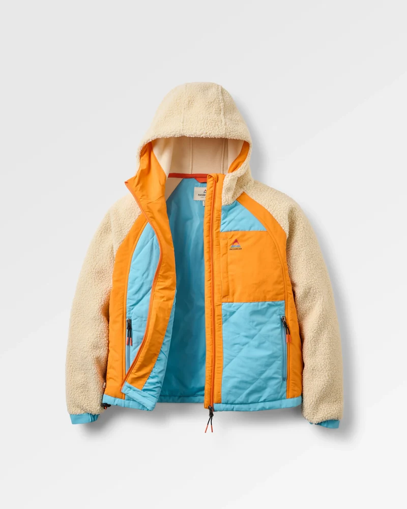 Lara Gesteppte Jacke - Hafer/Retro Blau/Leuchtendes Orange