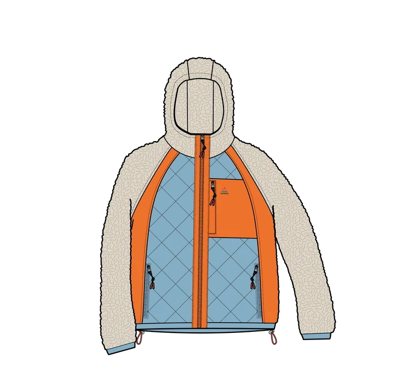 Lara Gesteppte Jacke - Hafer/Retro Blau/Leuchtendes Orange