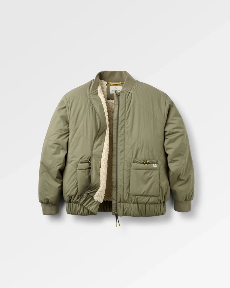 Lucia Sherpa-gefütterter Bomber-Jacket – Staubiges Olive
