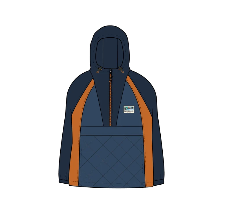 Ozean Isolierter Anorak – Reiches Marineblau/Dunkles Denim