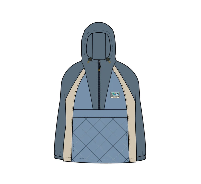 Ozean Isolierter Anorak - Stürmisches Blau/Verblasstes Denim