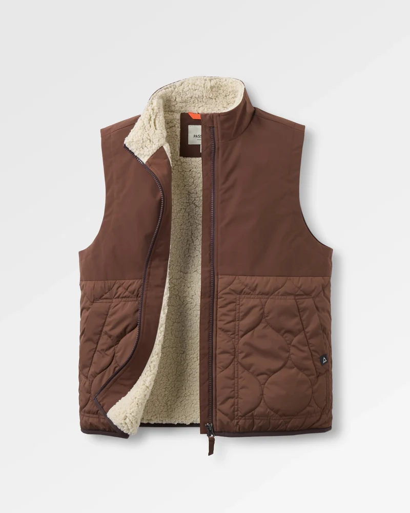 Flora Sherpa Lined Kurze Weste - Kastanienbraun