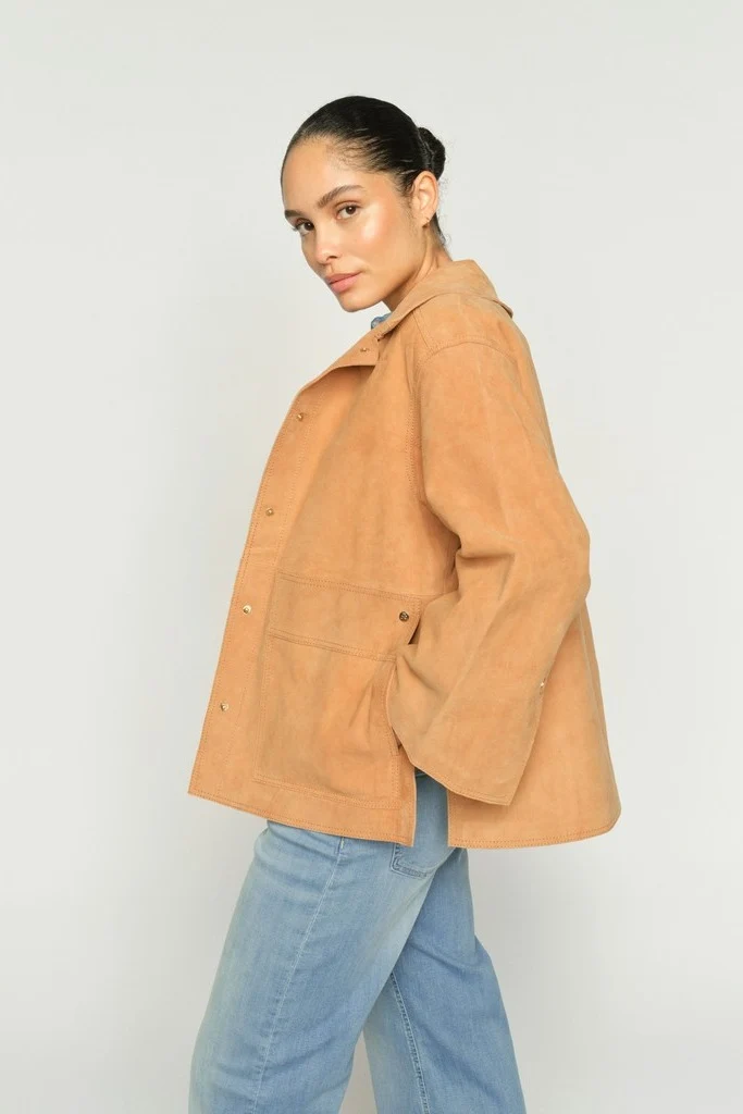 Justina Suede Jacket | Tan | Jakke fra Mos Mosh