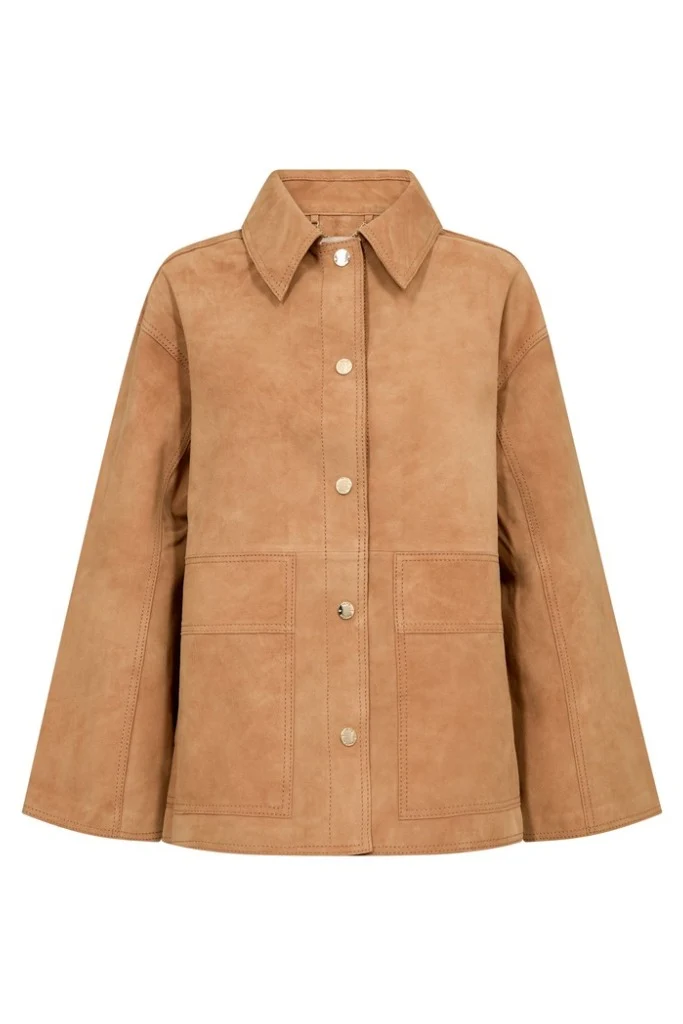 Justina Suede Jacket | Tan | Jakke fra Mos Mosh
