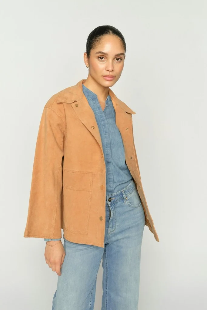 Justina Suede Jacket | Tan | Jakke fra Mos Mosh