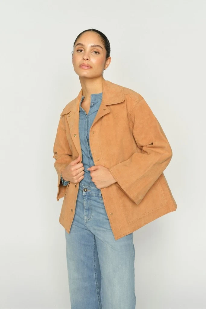 Justina Suede Jacket | Tan | Jakke fra Mos Mosh