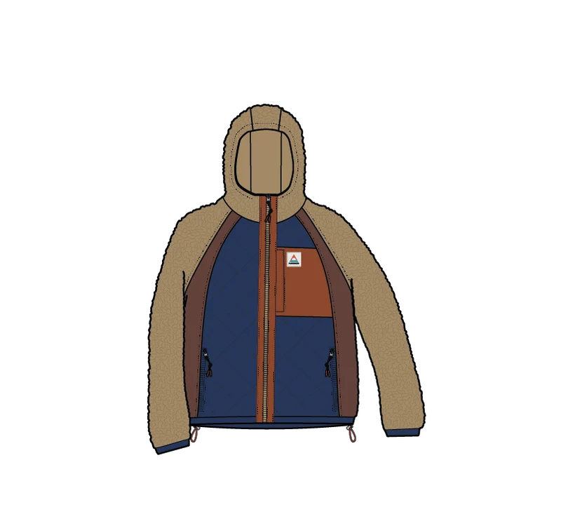 Lara Gesteppte Jacke - Keks/Blau Marine