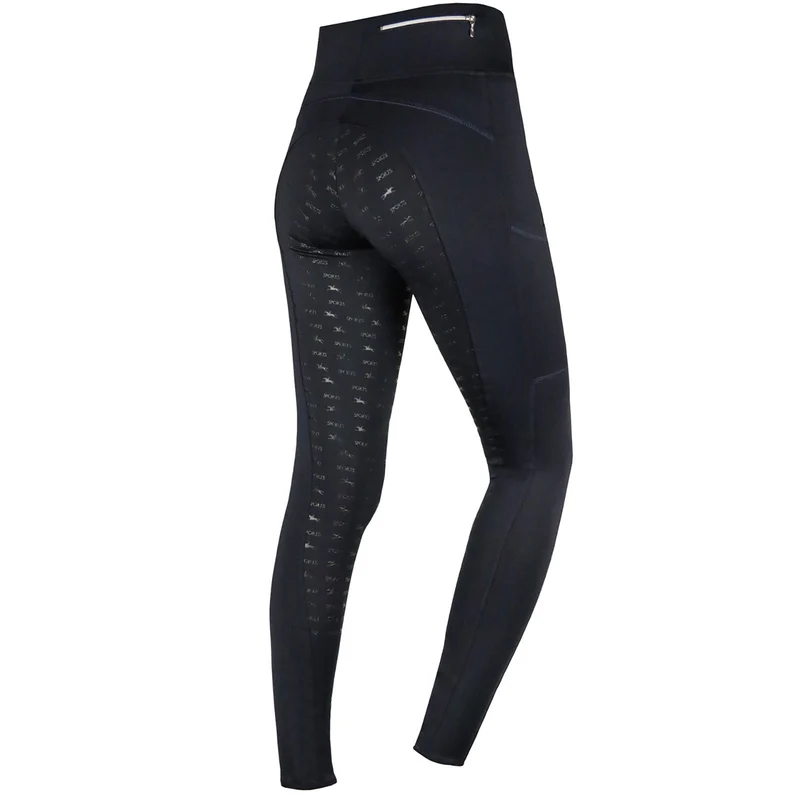 Pocket Damen Reitleggings Vollbesatz Aquifer Blue 42