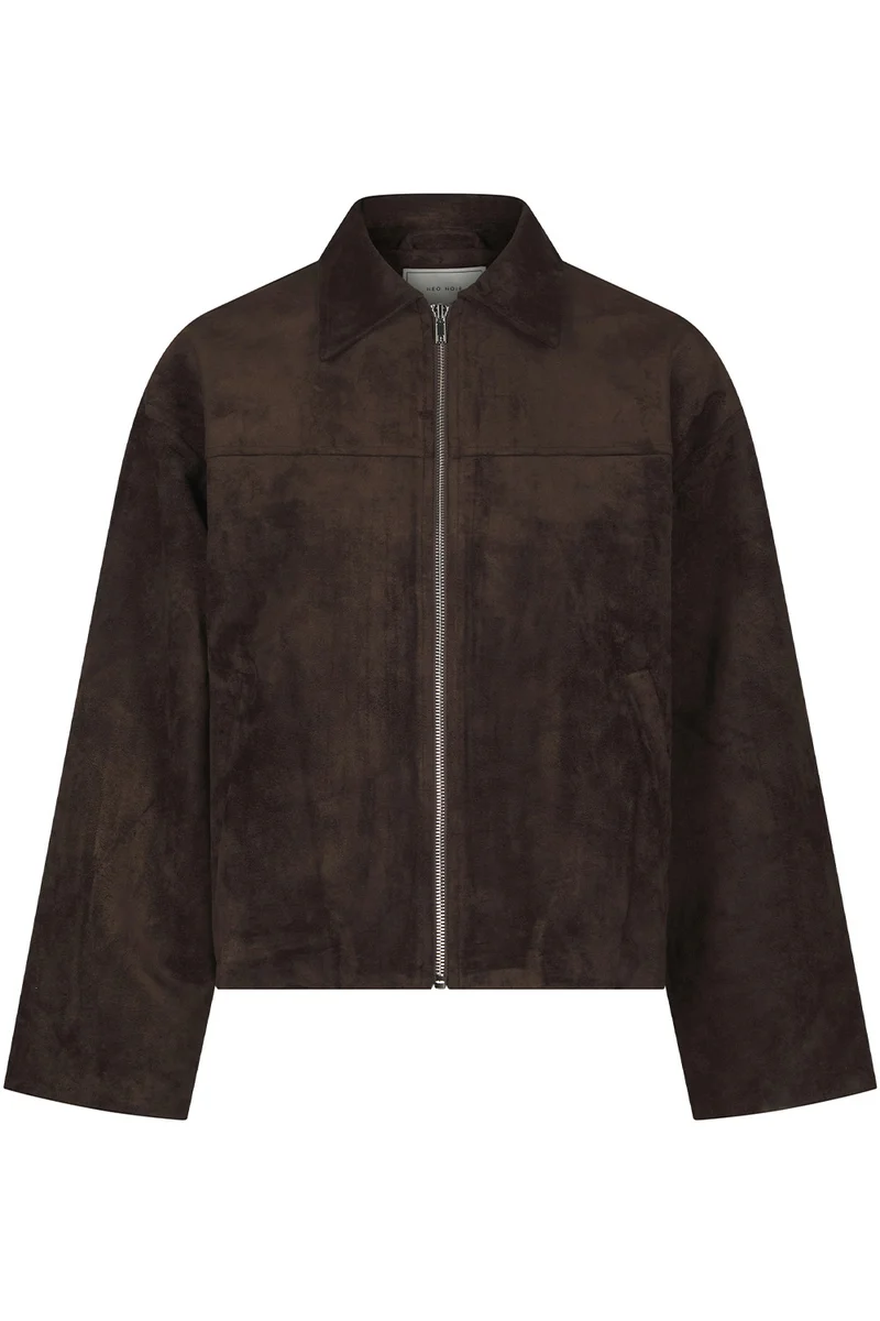 Titan Faux Suede Leather Jacket | Dark Brown