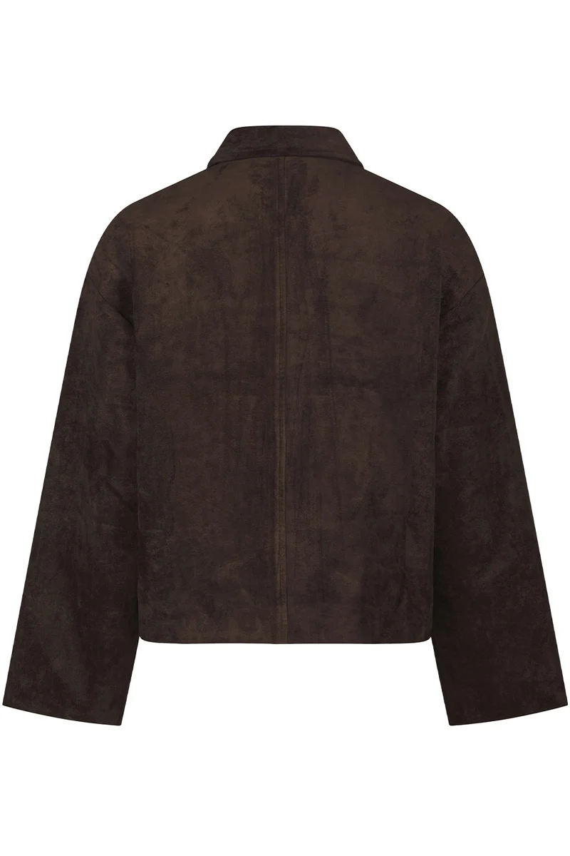 Titan Faux Suede Leather Jacket | Dark Brown