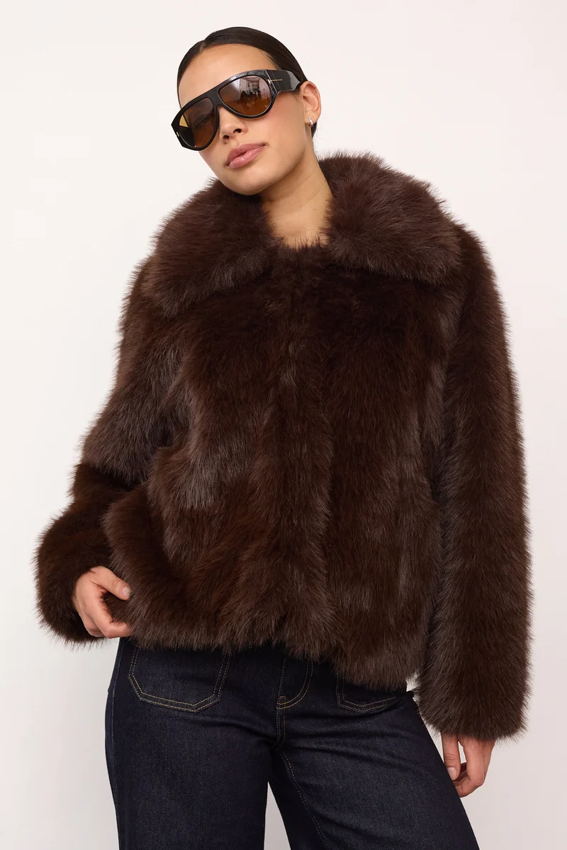 Aiko Furry Jacket | Dark Brown | Jakke fra Co'couture
