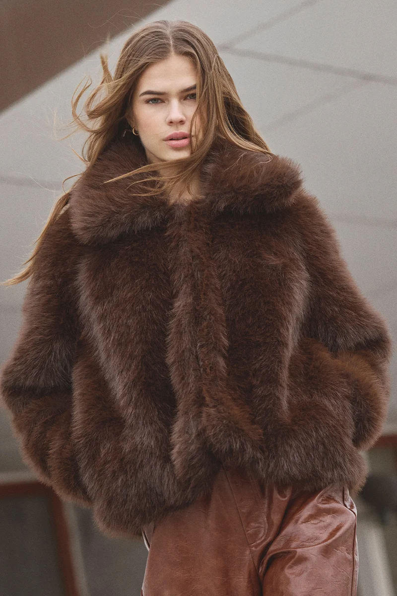 Aiko Furry Jacket | Dark Brown | Jakke fra Co'couture
