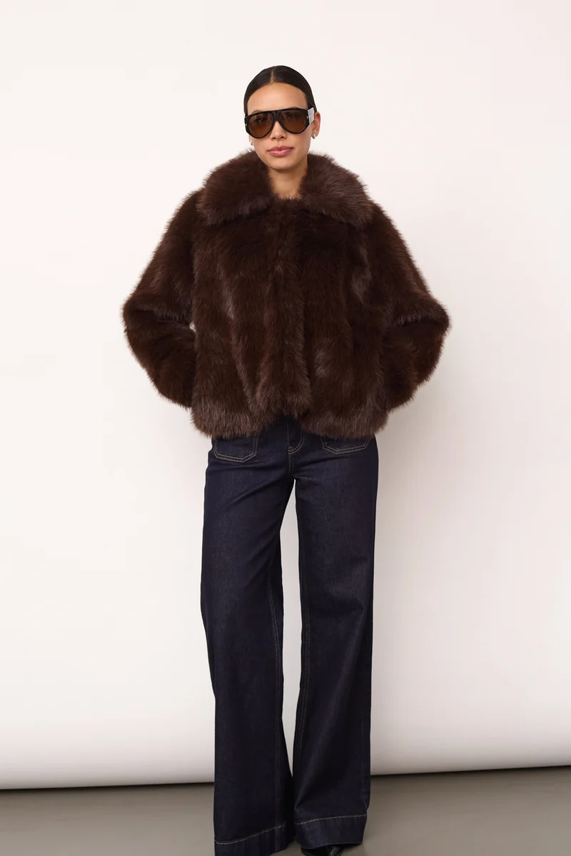 Aiko Furry Jacket | Dark Brown | Jakke fra Co'couture