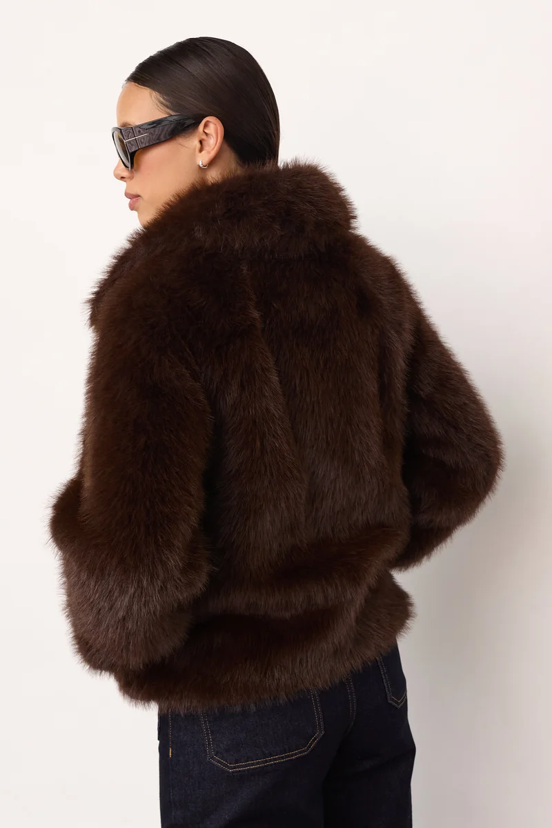 Aiko Furry Jacket | Dark Brown | Jakke fra Co'couture