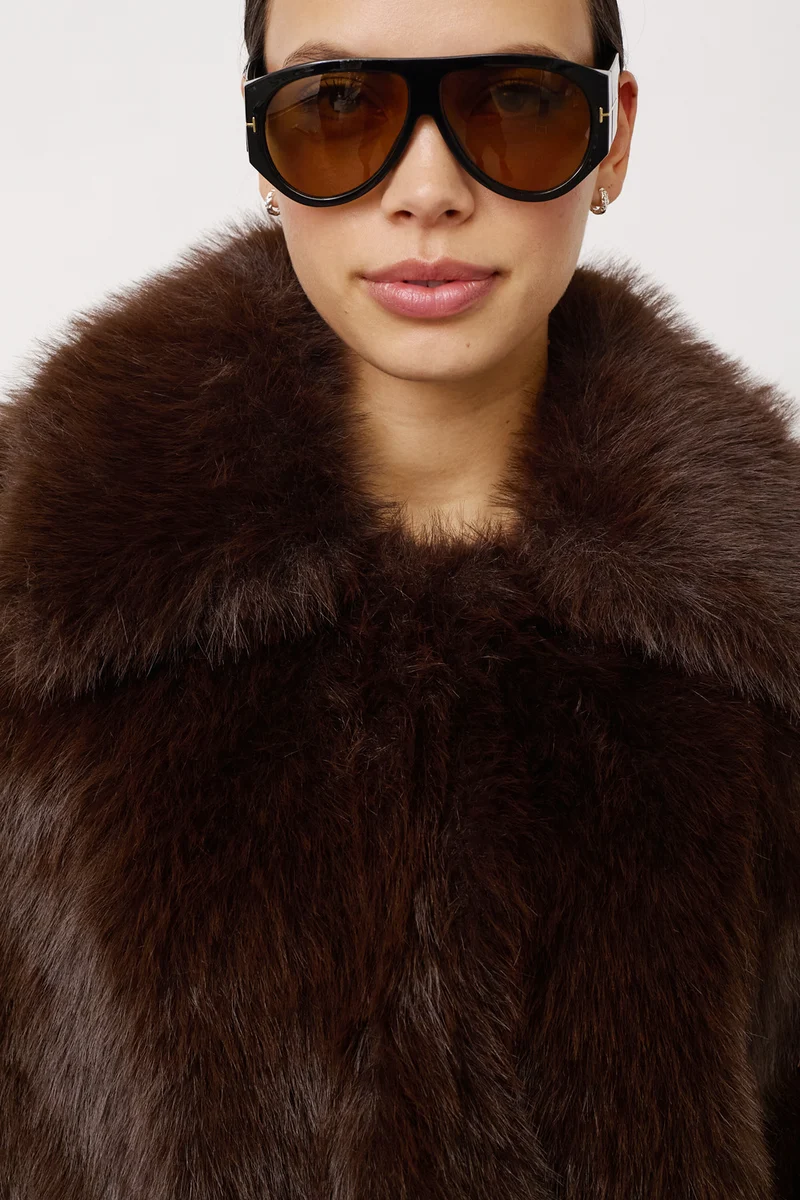 Aiko Furry Jacket | Dark Brown | Jakke fra Co'couture