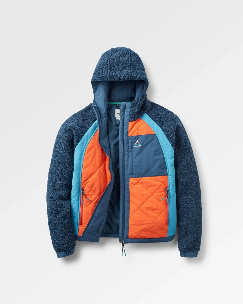 Lara Steppjacke - Tiefes Marineblau/Glutorange