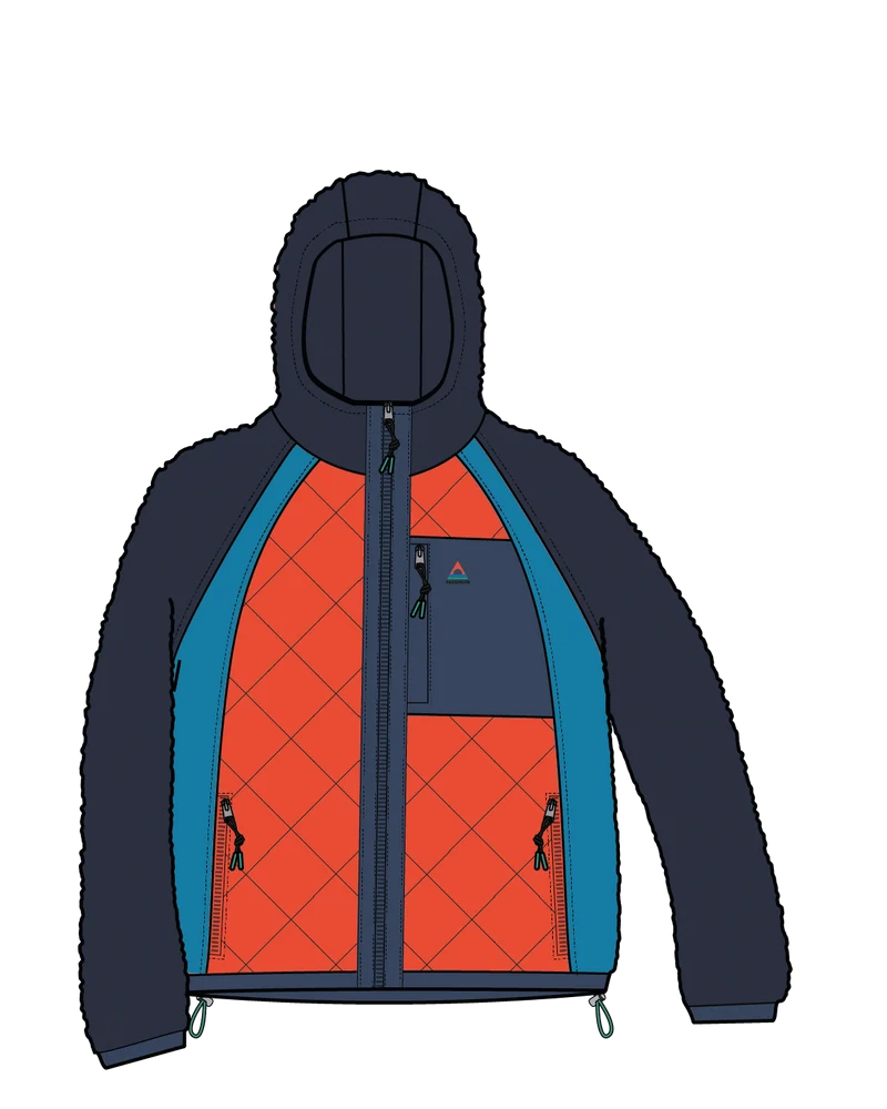 Lara Steppjacke - Tiefes Marineblau/Glutorange