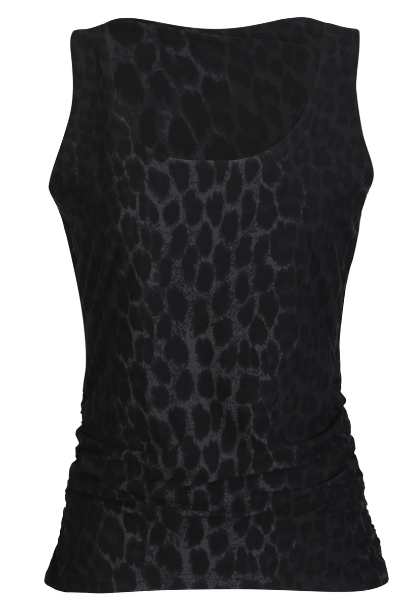 Alma Turn Top | Dark Grey Leo | Vendbar top fra Liberté
